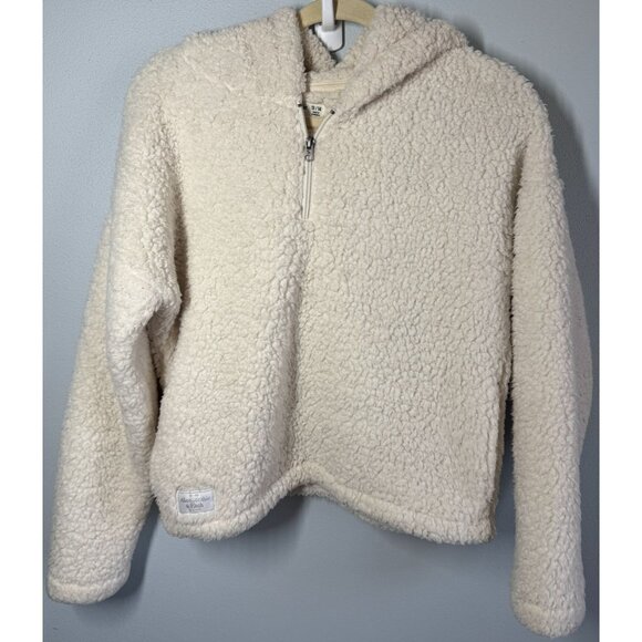 Abercrombie Kids Hooded Sherpa 1/4 Zip Pullover Girls 13/14 White Fall Winter - Picture 1 of 7